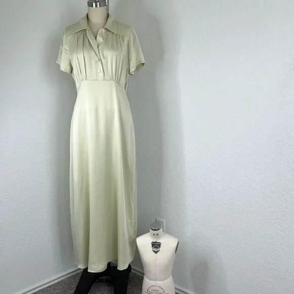 J Crew X Eveliina Vintage Limited Edition Helmi Silk Button Mint Dress - Picture 2 of 15